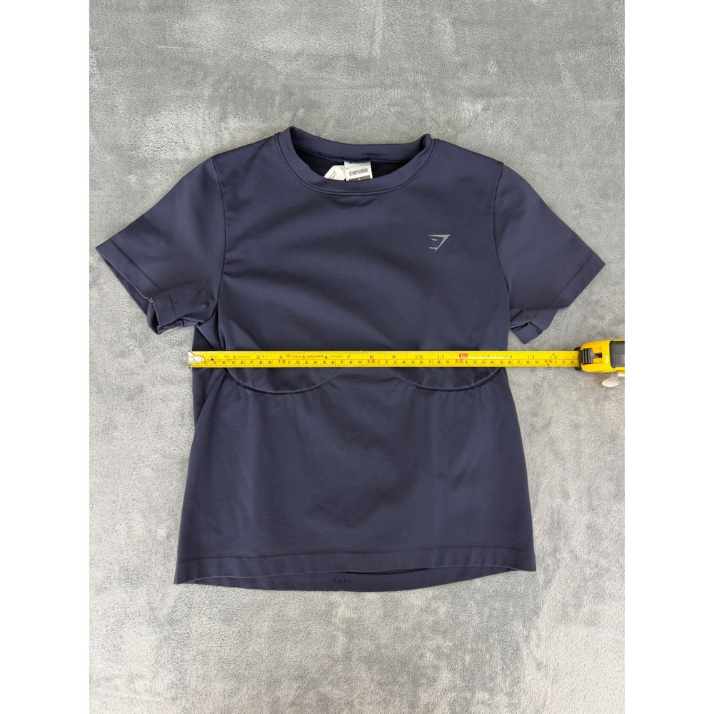 Gymshark Sculpt Short Sleeve Midi Top Heavy Blue L Gym Workout Activewear - Picture 6 of 8
